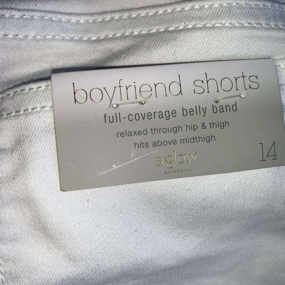 Maternity a:glow Belly Panel White Jean Shorts - Picture 6 of 8